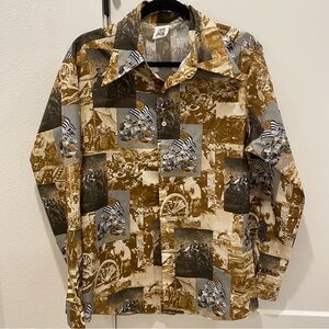 Disney vintage 70’s Kennington Ltd Casual Shirt Mickey, Goofy, Donald flag